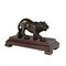 Bronze Lion Sculpture on Wooden Base 1