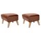 Brown Leather and Natural Oak My Own Chair Footstools from by Lassen, Set of 2, Image 1