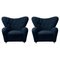 Blue Sahco Zero the Tired Man Lounge Chairs from by Lassen, Set of 2 1