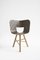 Gestreifter Sitz aus elfenbeinfarbenem und schwarzem Tria Holz mit 3 Beinen von Colé Italia, 2er Set 4