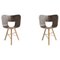 Gestreifter Sitz aus elfenbeinfarbenem und schwarzem Tria Holz mit 3 Beinen von Colé Italia, 2er Set 1