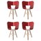 Roter Tria Holz Stuhl mit 3 Beinen von Colé Italia, 4er Set 1