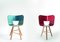 Red Tria Wood 3 Legs Chair by Colé Italia, Set of 4, Image 5