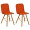 Orange Fabric & Oak Tria Simple Chair Upholstered Dining Chairs by Colé Italia, Set of 2, Image 1
