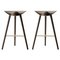 Brown Oak and Brass Bar Stools from by Lassen, Set of 2 1