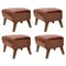 Brown Leather and Smoked Oak My Own Chair Footstools from by Lassen, Set of 4 1