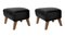 Black Leather and Smoked Oak My Own Chair Footstools from by Lassen, Set of 2 2