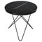 Mini Black Marquina Marble and Black Steel O Table by Ox Denmarq 1