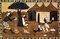 Afrikanischer Wandteppich, Original Komposition in Baumwolldecke, Mitte 20. Jh. 1