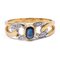 18k Gold Diamond and Sapphire Ring, 80s 1
