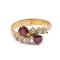 18k Yellow Gold Ring with Diamonds 0.20ctw and Pear Cut Rubies, 1970s 1
