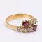 18k Yellow Gold Ring with Diamonds 0.20ctw and Pear Cut Rubies, 1970s 2