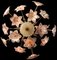 Italian Ceiling Lamp with Murano Glass Pink Flowers, 1970s 2