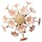 Italian Ceiling Lamp with Murano Glass Pink Flowers, 1970s 1