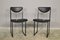 Lacquered Iron and Leather Chairs, 1970s, Set of 2 1
