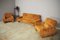 Brown Sofa and Armchair Group, 1970s, Set of 3 2
