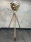 Large Vintage Nautical Tripod Floor Lamp in Brass and Steel 2