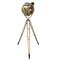 Large Vintage Nautical Tripod Floor Lamp in Brass and Steel 1