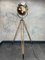 Lámpara de pie trípode vintage grande de latón y acero, Imagen 3