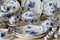 Antique Wedgwood Creamware Ludlow Blue Flowers Dinnerware, 1920s, Set of 66 8