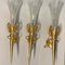 Large Gold Gilded Murano Glass Sconces, Set of 3, Image 8