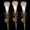 Large Gold Gilded Murano Glass Sconces, Set of 3 1
