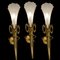 Large Gold Gilded Murano Glass Sconces, Set of 3 2