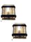 Smokey Glass Wooden Brass Sconces, Set of 2, Image 3