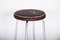 Small Bauhaus Round Leather & Chrome Stool by Robert Sezák, 1940s 4