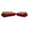 Stressless E600 Leather Sofa Set Red Two Seater Three Seater, Set of 2 1