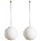 Grandes Suspensions Globe en Opaline Blanche de Limburg Glashütte, 1960s, Set de 2 1