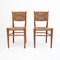 Italian Wooden & Straw Chairs 1960s, Set of 2 1