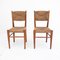 Italian Wooden & Straw Chairs 1960s, Set of 2 3