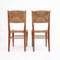 Italienische Stühle aus Holz & Stroh, 1960er, 2er Set 4