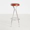 Red Leather & Metal Bar Stool 1