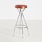 Red Leather & Metal Bar Stool 2