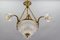Lampadario a quattro luci in stile neoclassico in bronzo dorato e vetro, Immagine 5