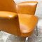 Moderne italienische Stühle mit Armlehnen aus braunem Kunstleder & Stahl, 1970er, 2er Set 9