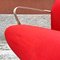 Norwegian Post Modern Metal Wood & Red Fabric Adjusting Height Armchair, 1980s 7