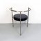 Post Modern Italian Cockpit Shape Leather & Steel Side Chair, 1980s, Image 3