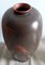 German Handmade Brown Ceramic Vase with Incised Floral Decoration in Red, 1960s 2