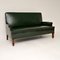 Antique Swedish Forest Green Leather Sofa 1