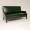 Antique Swedish Forest Green Leather Sofa, Image 1