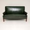 Antique Swedish Forest Green Leather Sofa 12