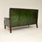 Antique Swedish Forest Green Leather Sofa 4