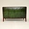 Antique Swedish Forest Green Leather Sofa 10
