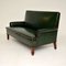 Antique Swedish Forest Green Leather Sofa 3