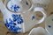 Antique Creamware Ludlow Blue Flowers Tea Set from Wedgwood, 1920s, Set of 15 4