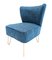 Blauer Sessel mit durchbrochenen Beinen aus Messing 1