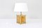 Moderne italienische Tischlampe aus bernsteinfarbenem Muranoglas & Messing von Mazzega 2